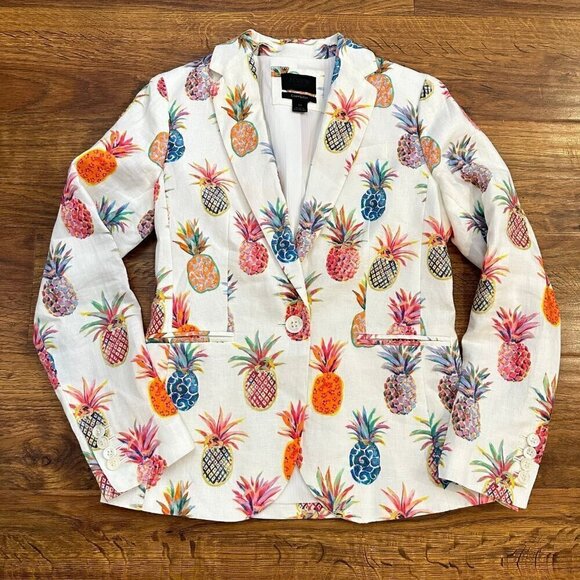 J.Crew Collection linen pineapple Campbell single button blazer - Picture 1 of 5